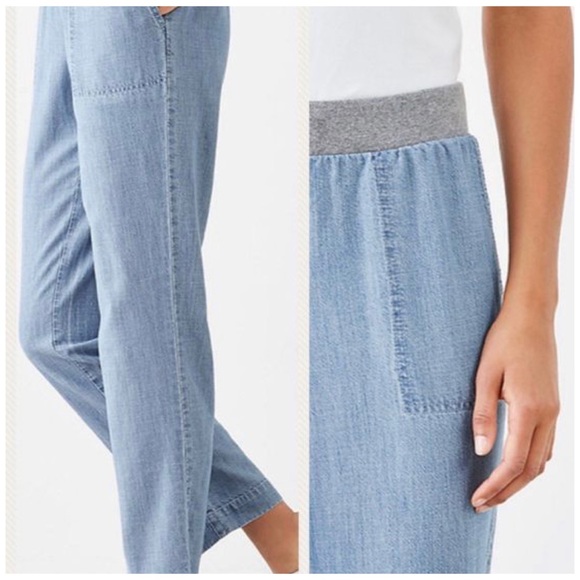 J.Jill porcelain blue wash lightweight chambray MEDIUM TALL - MT ankle pants